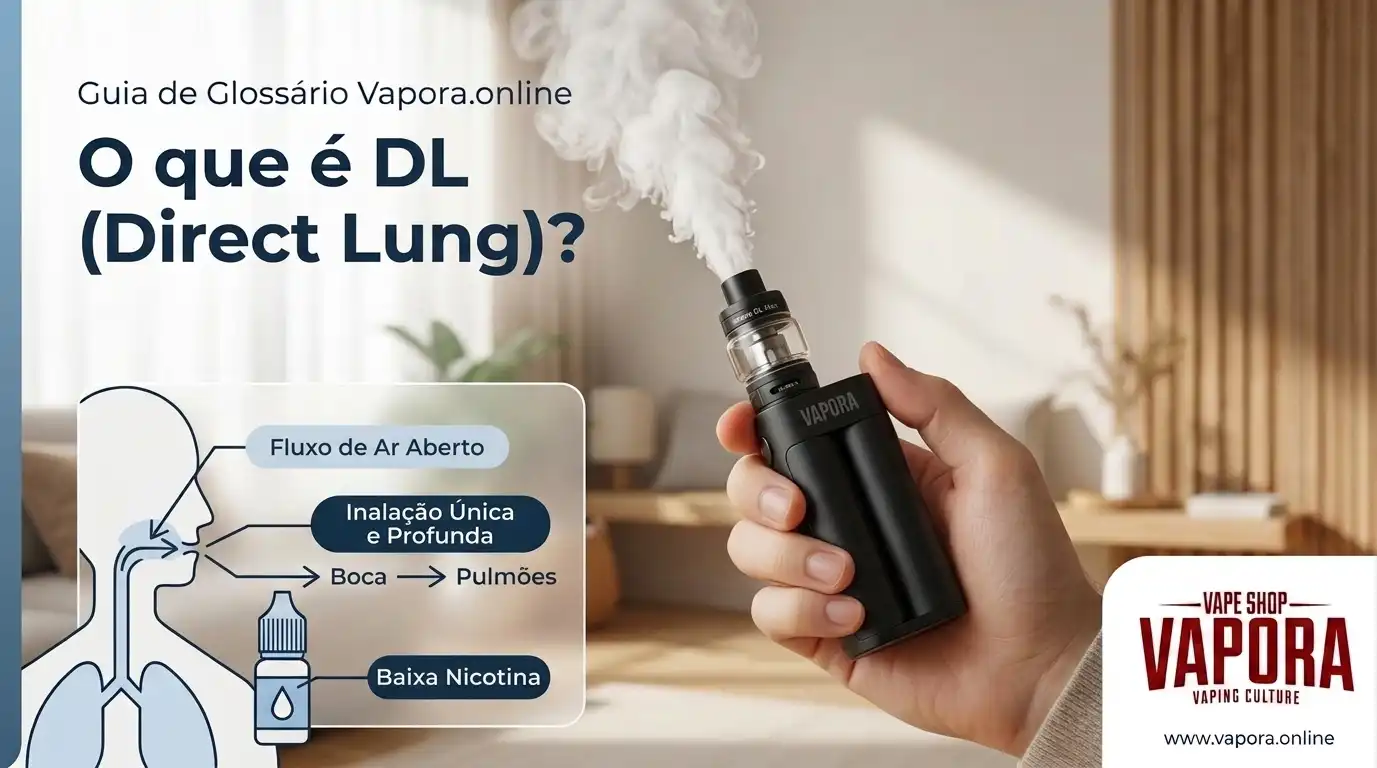 O que é DL (Direct Lung) no Vape? 2 Infográfico explicativo sobre o que é o estilo de vape DL (Direct Lung) da Vapora.online